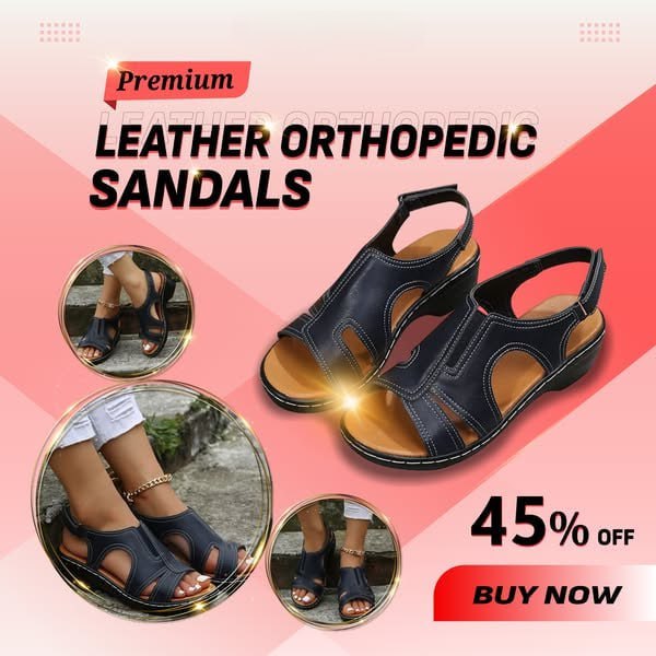 🔥Women Wedge Sandals, Premium Leather Orthopedic Sandals 🔥 - On This Week Sale 45% OFF