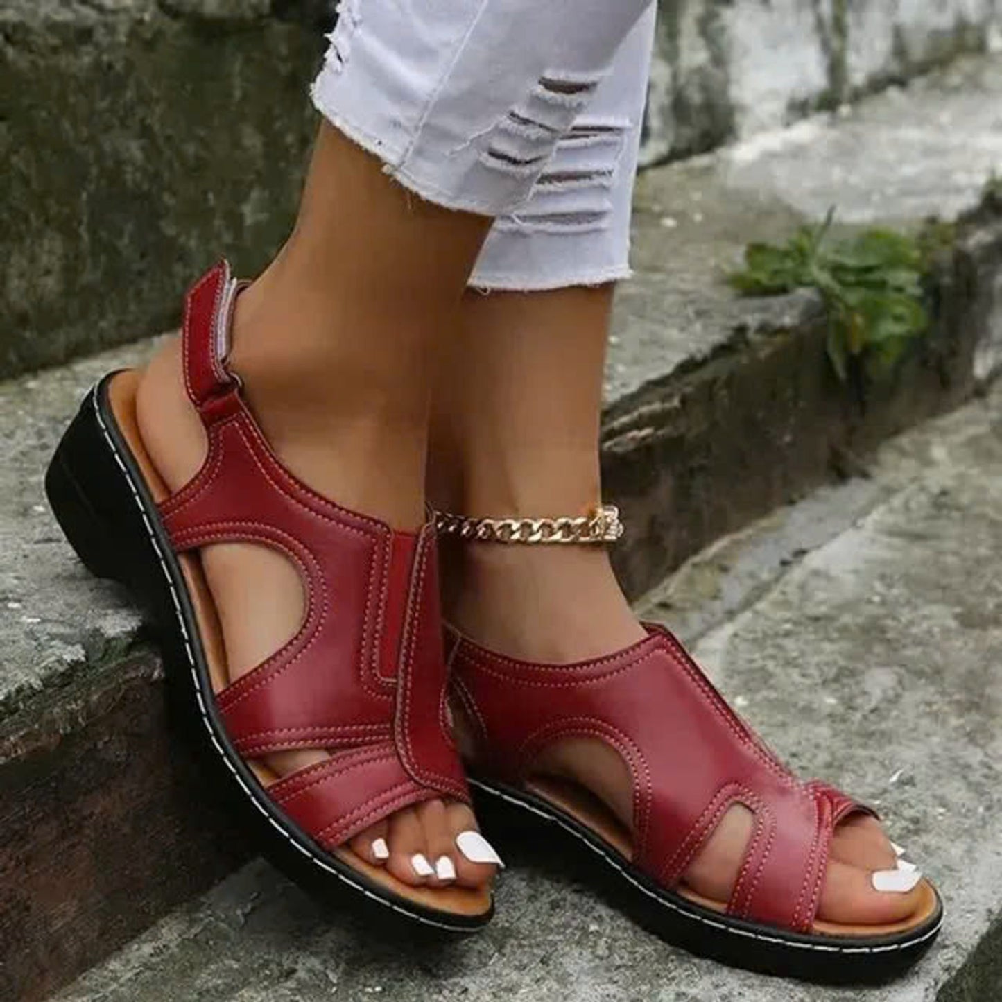 🔥Women Wedge Sandals, Premium Leather Orthopedic Sandals 🔥 - On This Week Sale 45% OFF